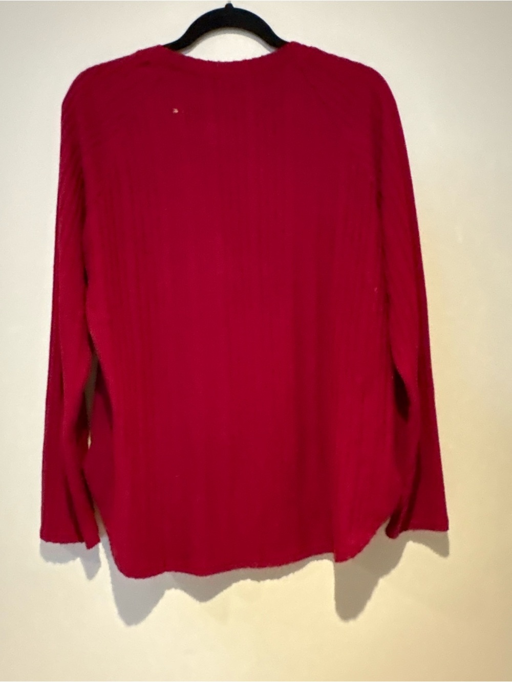 Women's Red Ribbed Long-Sleeve Top - Picture 6 of 8